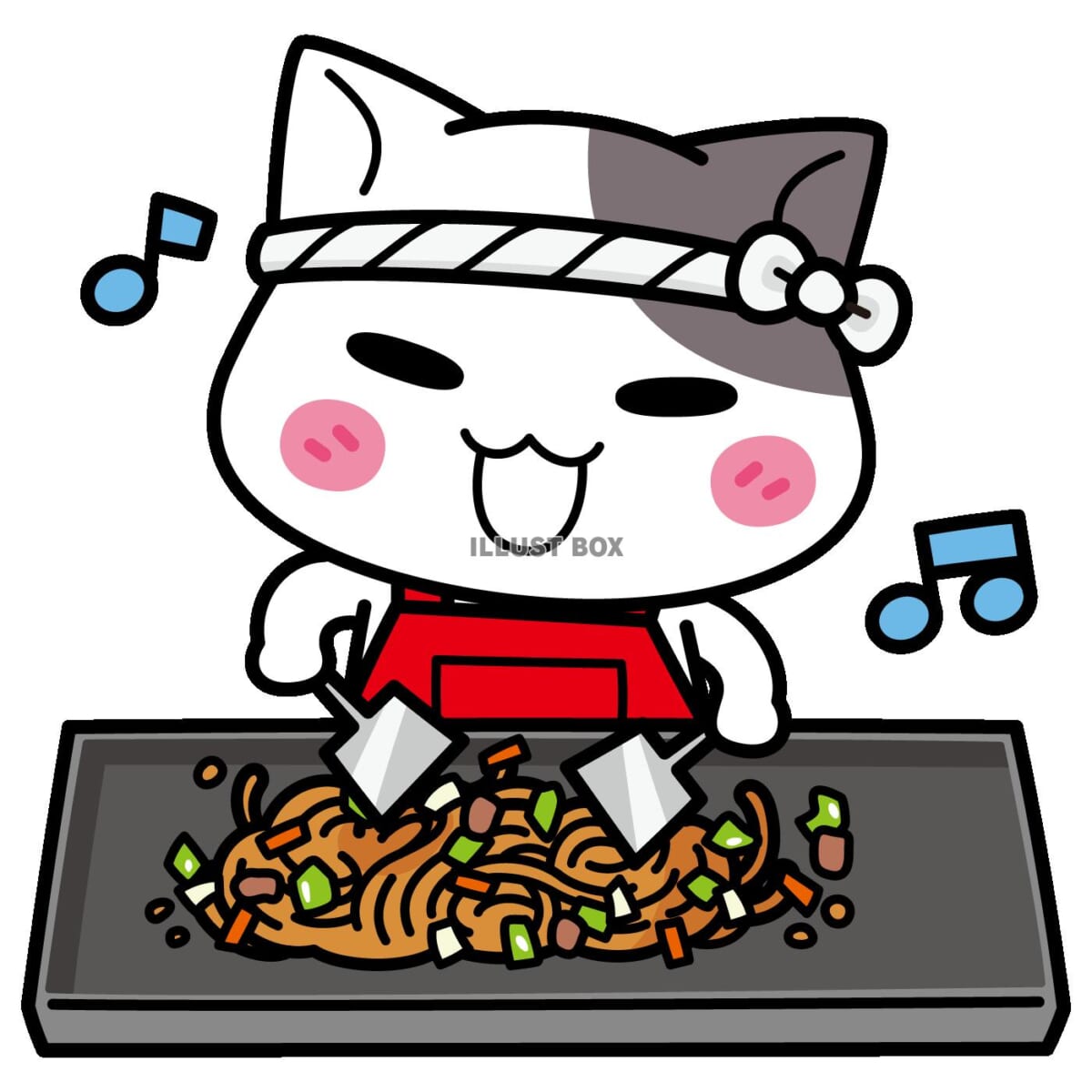 焼きそばおいしいよ＜ぶち猫 にゃんこ＞：イラスト無料